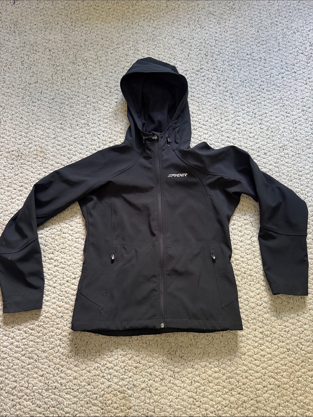 Spyder Black Hooded Softshell Jacket